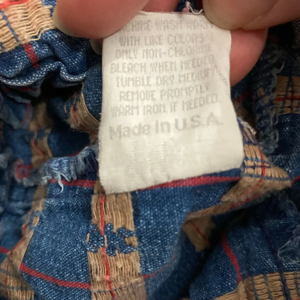 Vintage OshKosh B’Gosh Teddy‎ Bear Overalls 24M Denim Striped USA Made